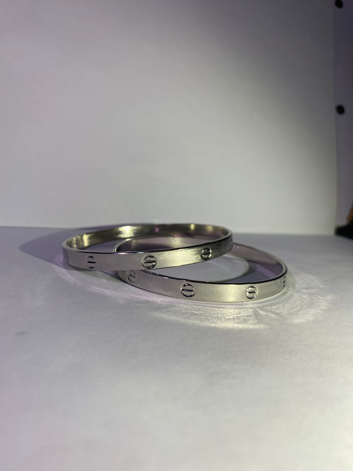 Cartier-Style Stainless Steel Bracelet & Bangle Combo