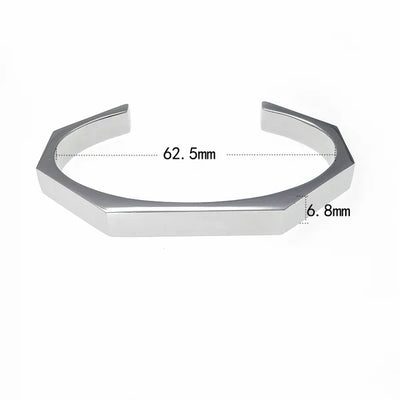 Stainless Steel Hexagon Cuff Bangle